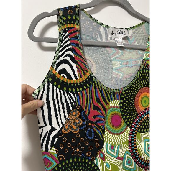 Joseph Ribkoff Artsy Dress Laganenloook Vintage Colorful Print Patchwork Size 12 - Picture 2 of 8